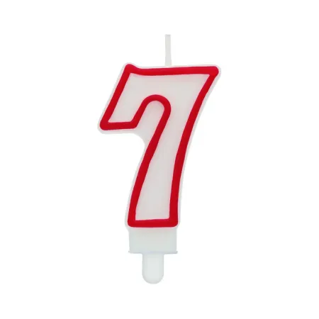 Świeczka cyferka "7" czerwony kontur